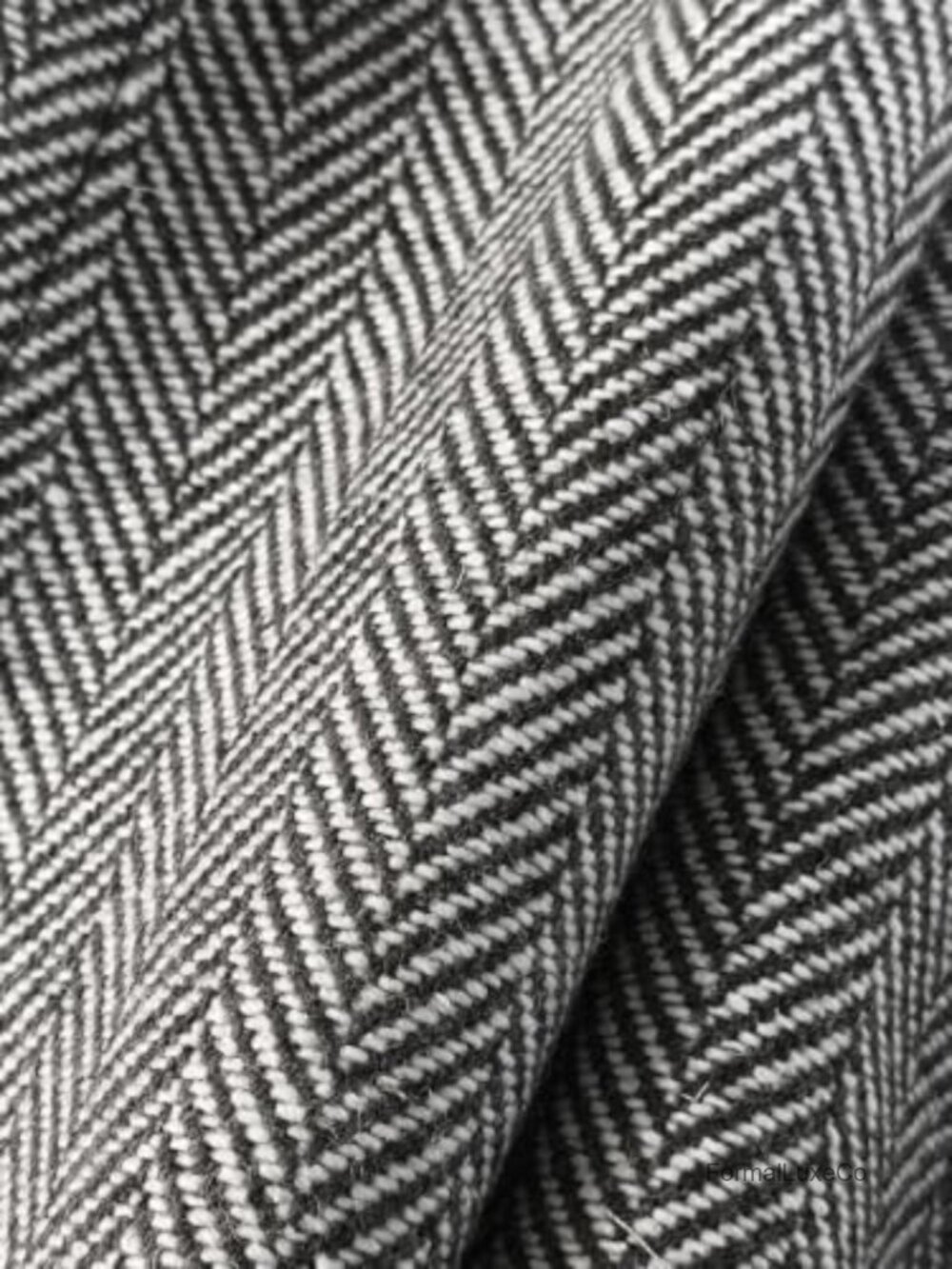 Women's Herringbone Tweed Blazer Jacket - Plaid Open Front Notch Collar - Picture 5 of 6